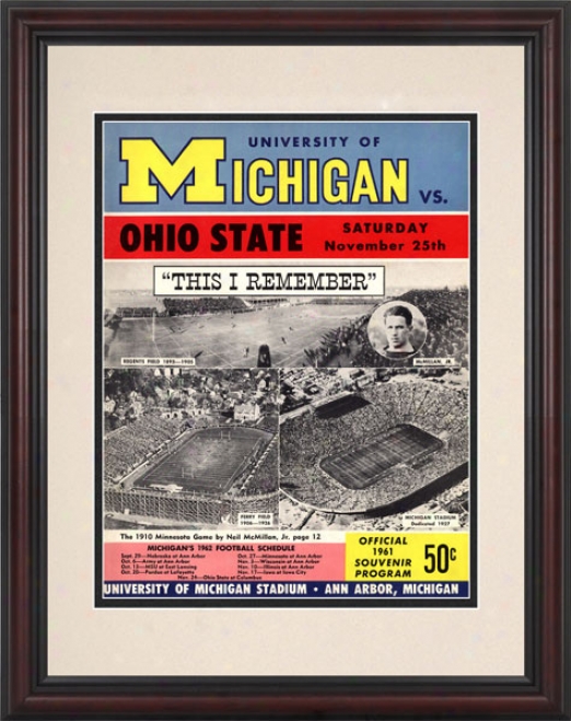 1961 Michigan Wolverines Vs. Ohio State Buckeyes 8.5 X 11 Framed Historic Football Print