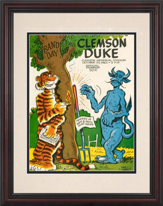 1962 Clemson Tigers Vs. Duke Blue Devils 8.5 X 11 Framed Historic Football Print