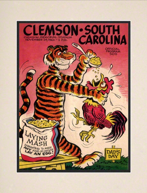 1962 Clemson Vs. South Carolina 10.5x14 Matted Historic Football Print