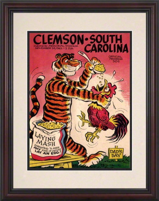 1962 Clemson Vs. South Carolina 8.5 X 11 Framed Historic Football Print