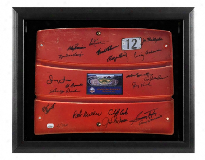 1962 New York Mets Team Autographed Framed Red Shea Stadium Seat