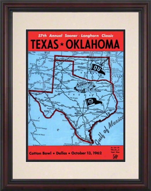 1962 Texas Vs Oklahoma 8.5 X 11 Framed Historic Football Print