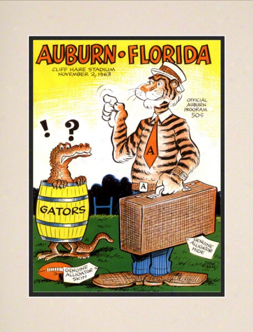 1963 Auburn Vs. Florida 10.5x14 Matted Historic Football Print