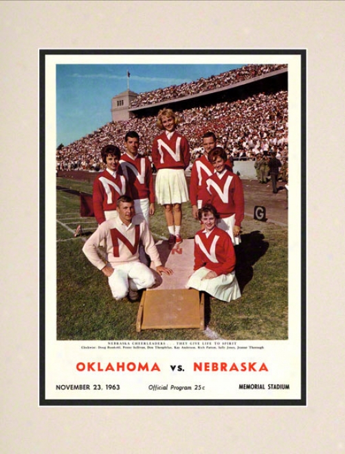 1963 Nebraska Vs Oklahoma 10.5x14 Matted Historic Football Print