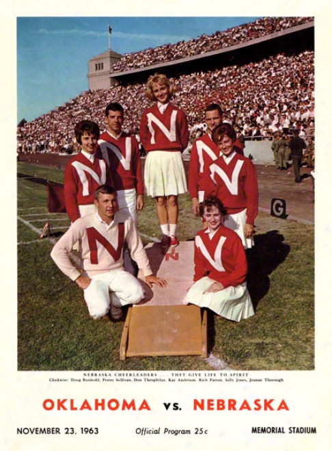 1963 Nebraska Vs Oklahoma 36 X 48 Canvas Historic Football Print