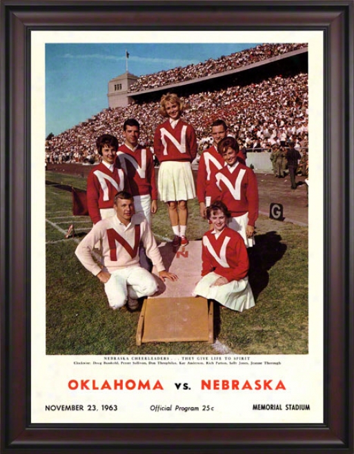 1963 Nebraska Vs Oklahoma 36 X 48 Framed Canvas Historic Football Print