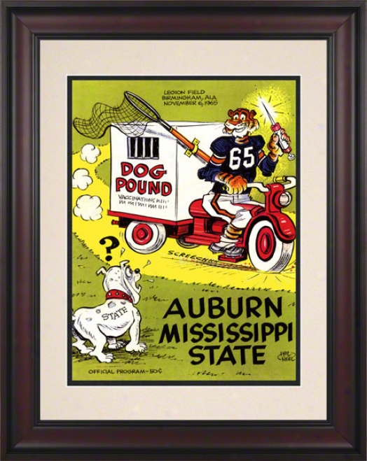 1965 Auburn Vs. Mississippi State 10.5x14 Framed Historic Football Print