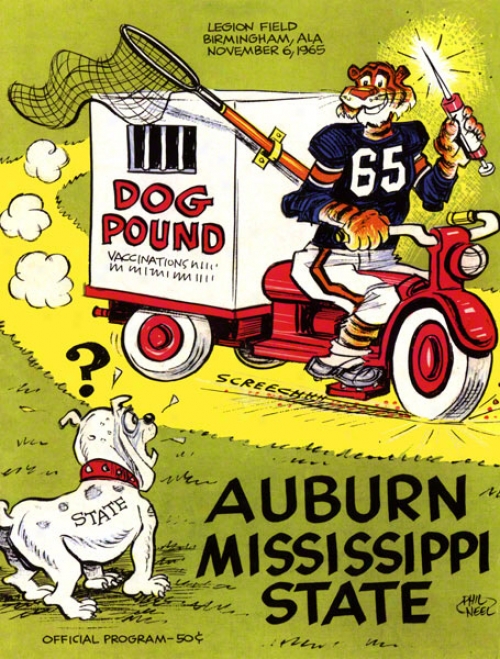 1965 Auburn Vs. Mississippi State 36 X 48 Canvas Historic Football Print