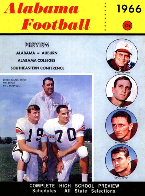 1966 Alabama Bryant Vs. Shug 36 X 48 Canvas Historic Football Print