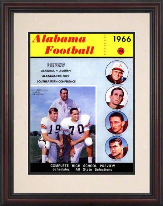 1966 Alabama Bryant Vs. Shug 8.5 X 11 Framed Historic Football Print