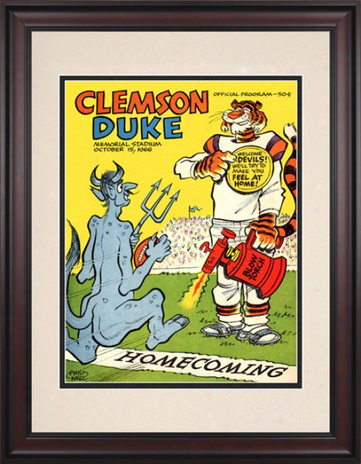 1966 Clemson Tigers Vs. Duke Blue Devils 10.5x14 Framed Historic Football Print