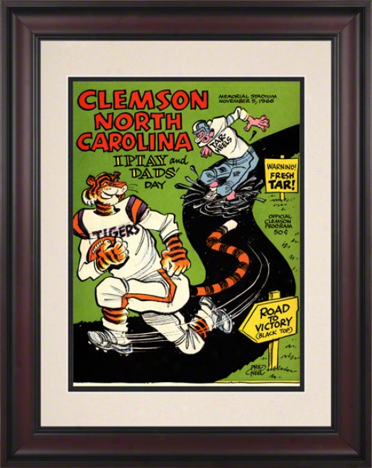 1966 Clemson Vs. Noth Carolina 10.5x14 Framed Historic Footvall Prin