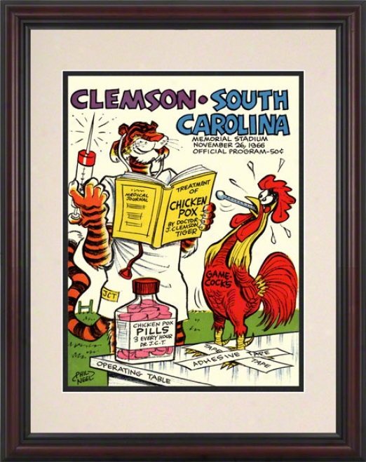 1966 Clemskn Vs. South Crolina 8.5 X 11 Framed Historic Football Print