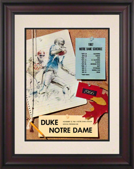 1966 Nore Dame Fighting Irish Vs Duke Blue Devils 10 1/2 X 14 Framed Historic Football Poster