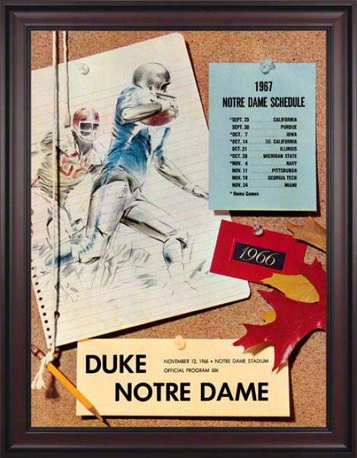 1966 Notre Dame Fightjng Irish Vs Duke Blue Devils 36 X 48 Framed Canvas Historic Football Poster