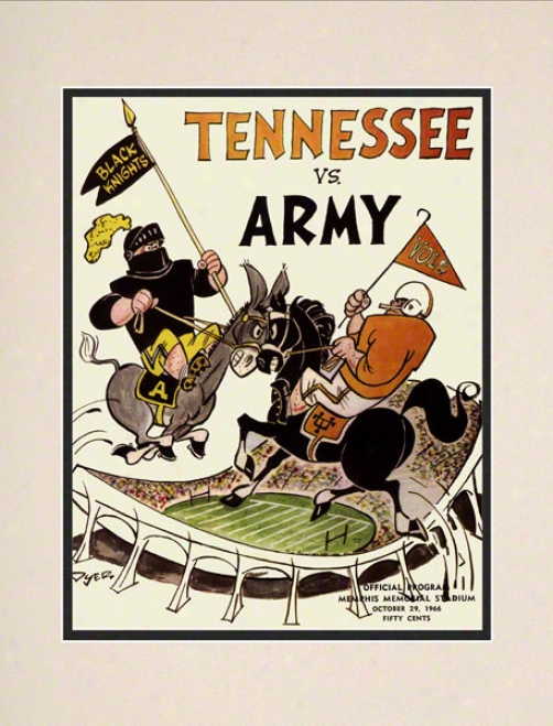 1966 Tennessee Vs. Army 10.5x14 Matted Historic Footbball Impression