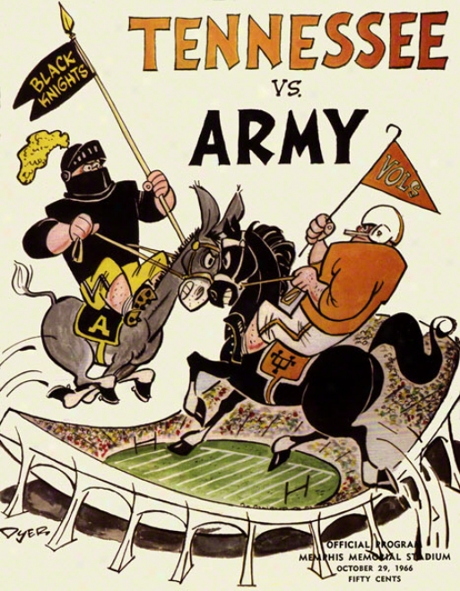 1966 Tennessee Vs. Army 22 X 30 Canvas Historic Football Print