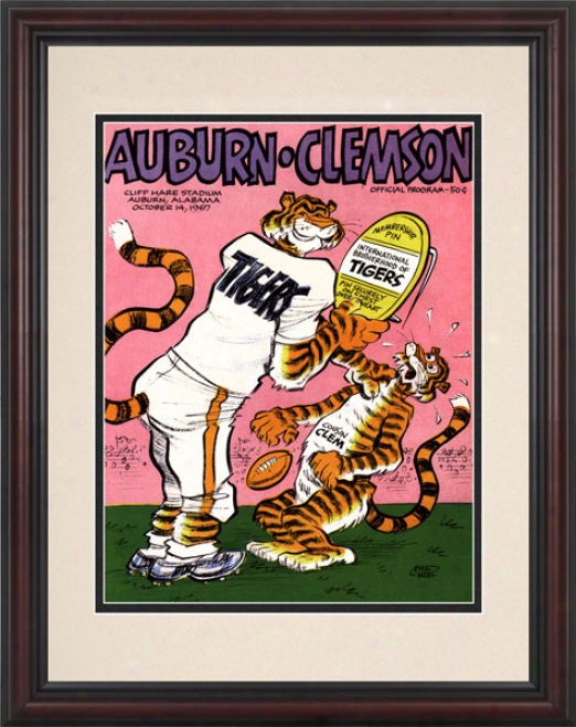 1967 Auburn Tigers Vs. Clemson Tigers 8.5 X 11 Framex Historic Football Print
