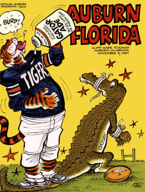 1967 Auburn Vs. Florida 22 X 30 Canvas Historic Football Print