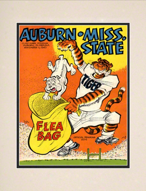 1967 Auburn Vs. Mississippi State 10.5x14 Matted Historic Football Print