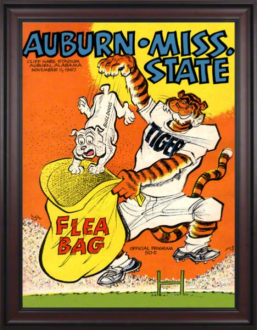 1967 Auburn Vs. Mississippi State 36 X 48 Framed Canvas Historic Football Print