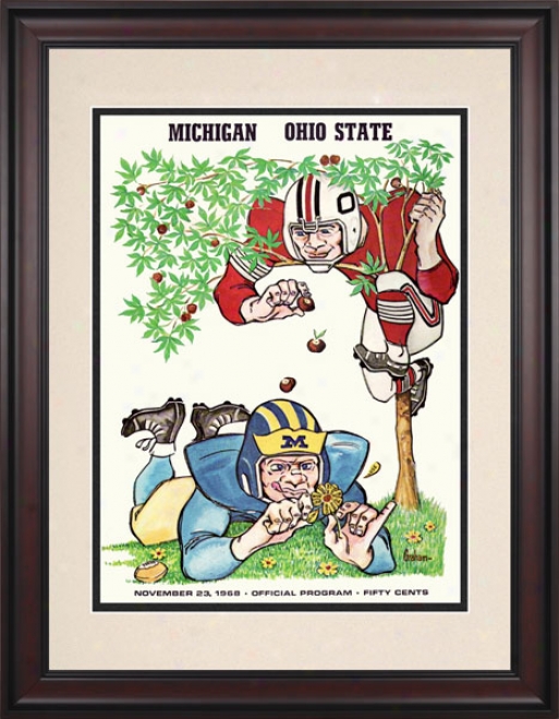 1968 Ohio State Buckeyes Vs. Michigan Wolverines 10.5x14 Framec Historic Football Print