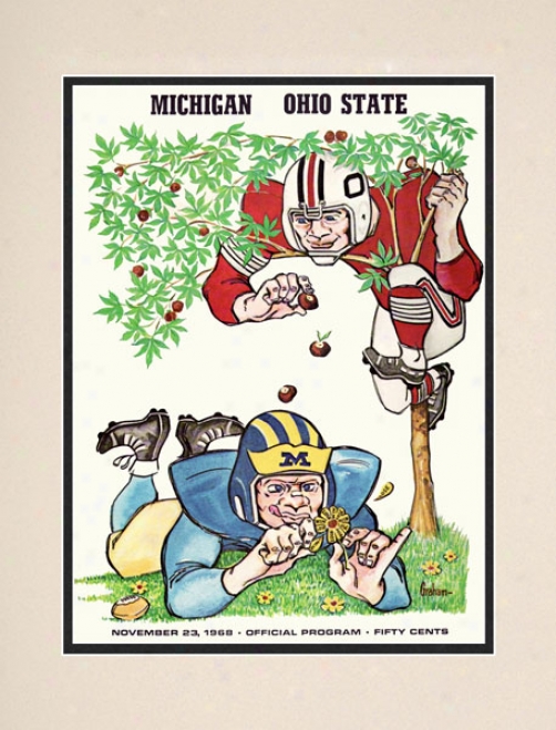 1968 Ohio State Buckeyes Vs. Michigan Wolverines 10.5x14 Matted Historic Football Printt