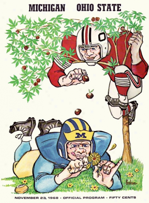 1968 Ohio State Buckryes Vs. Michigan Wolverines 22 X 30 Canvas Historic Football Print