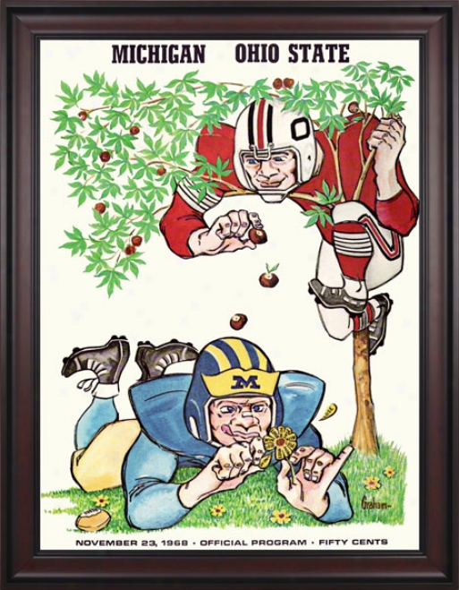 1968 Ohio Pomp Buckeyes Vs. Michigan Wolverines 36 X 48 Framed Canvas Historic Football Print