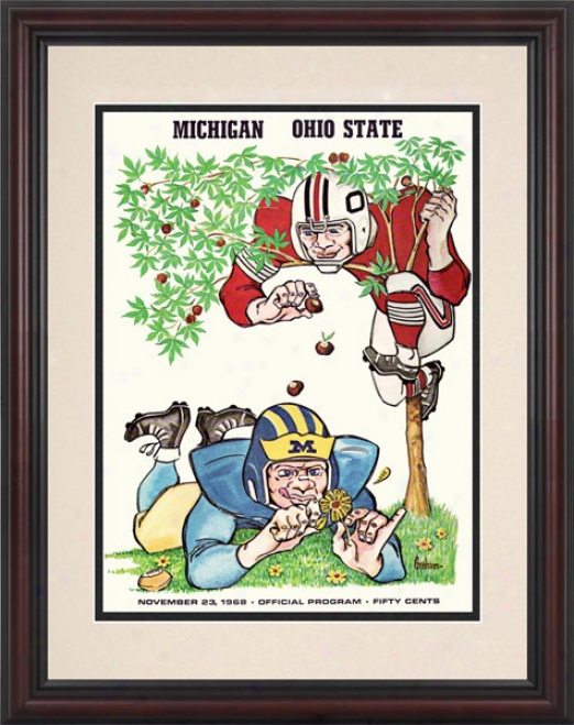 1958 Ohio State Buckeyes Vs. Michigan Wolverines 8.5 X 11 Framed Historic Football Print