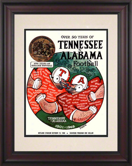 1968 Tennessee Vs Alabama 10 1/2 X 14 Framed Historic Footbqil Poster