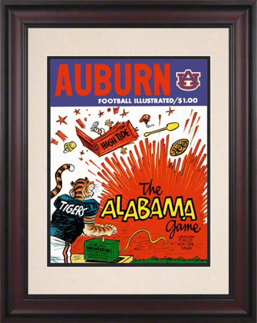 1969 Auburn Vs. Alabama 10.5x14 Framed Historic Football Print