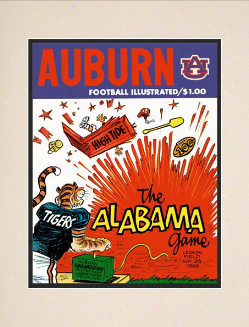 1969 Auburn Vs. Alabama 10.5x14 Mated Historic Football Print