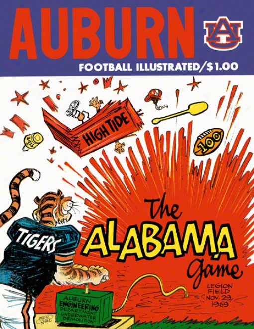 1969 Auburn Vs. Alabama 36 X 48 Canvas Historic Football Print