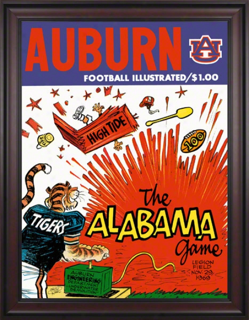 1969 Auburn Vs. Alabama 36 X 48 Framed Canvas Historic Football Print