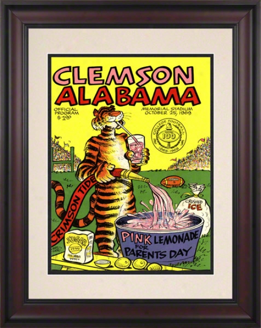 1969 Clemson Vs. Alabama 10.5x14 Framed Historic Football Print