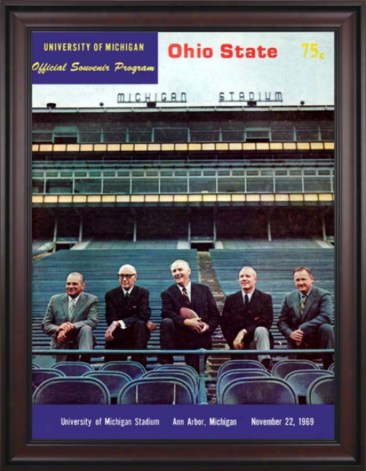 1969 Michigan Wolverines Vs. Ohio State Buckeyes 36 X 48 Framed Canvas Historic Football Print