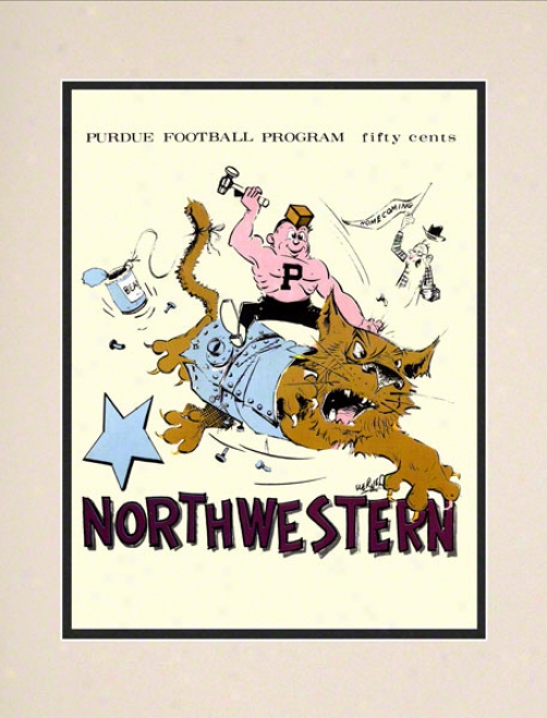 1869 Purdue Vs. Northwestern 10.5x14 Matted Historic Football Print