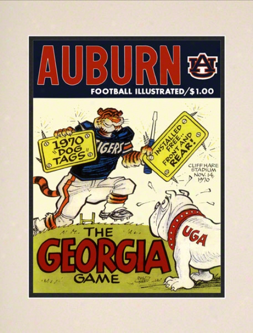 1970 Auburn Vs. Georgia 10.5x14 Matted Historic Football Print