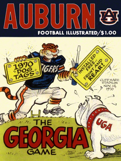 1970 Auburn Vs. Georgia 36 X 48 Canvas Historic Football Print