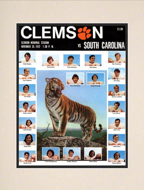 1972 Clemson Vs. South Carolina 10.5x14 Matted Historic Football Print