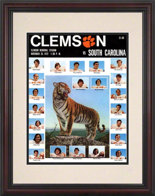 1972 Clemson Vs. South Carolina 8.5 X 11 Framed Historic Fotoball Print