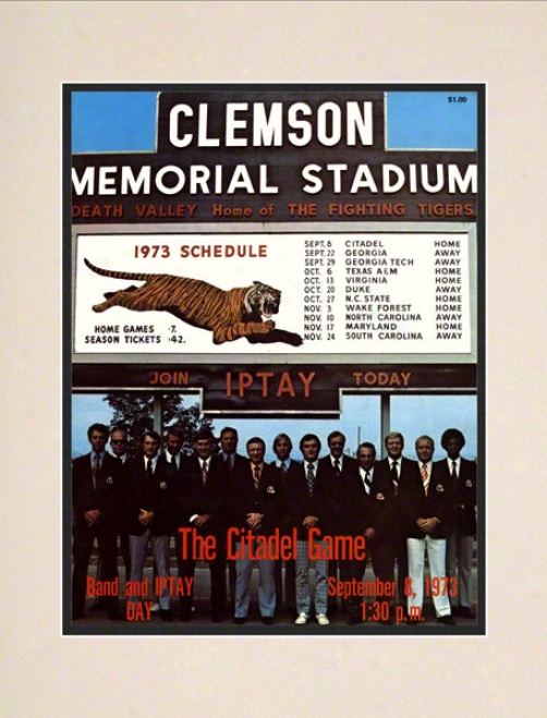 1973 Clemson Vs. Ctadel 10.5x14 Matted Historic Football Impress