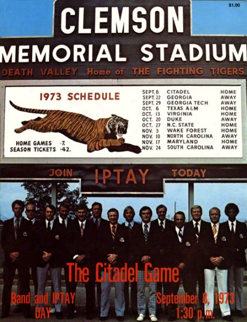 1973 Clemson Vs. Citadel 22 X 30 Canvas Historic Football Print