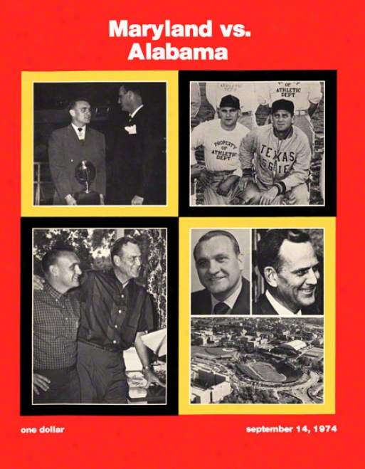 1974 Maryland Vs. Alabama 22 X 30 Canvas Historic Football Calico