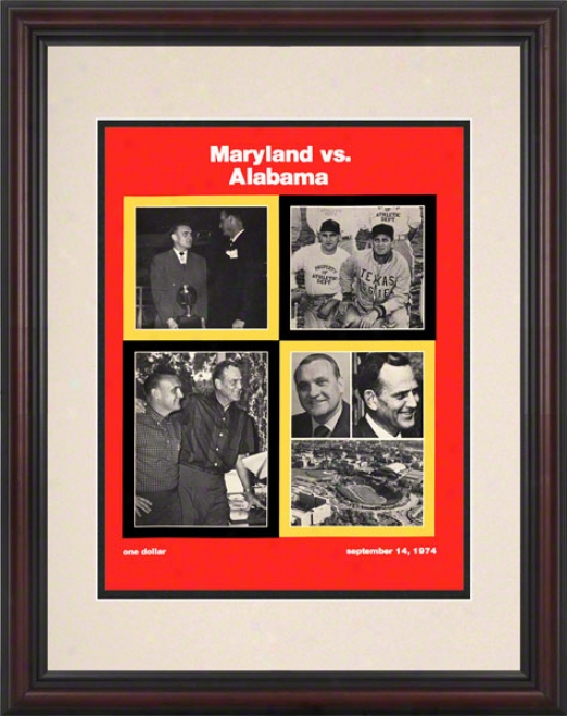 1974 Mryland Vs. Alabama 8.5 X 11 Framed Historic Football Print