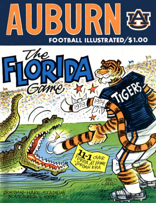 1975 Auburn Vs. Flotida 2Z X 30 Canvas Historic Football Print