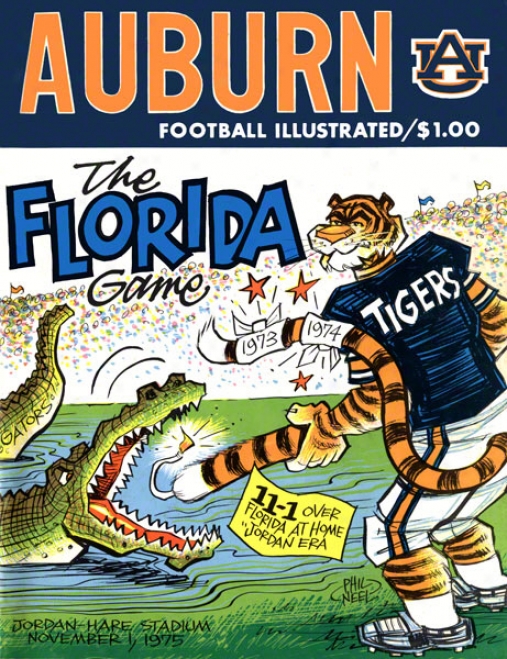 1975 Auburn Vs. Florida 36 X 48 Canvas Historic Football Print