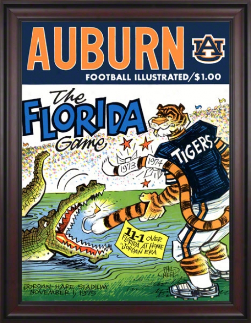 1975 Auburn Vs. Florida 36 X 48 Frammed Canvas Historic Football Print