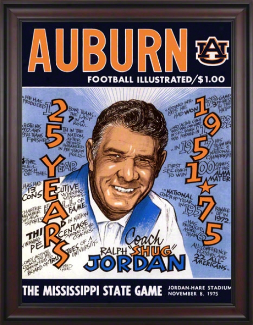 1975 Auburn Vs. Mississippi State 36 X 48 Framed Canvas Historic Football Print